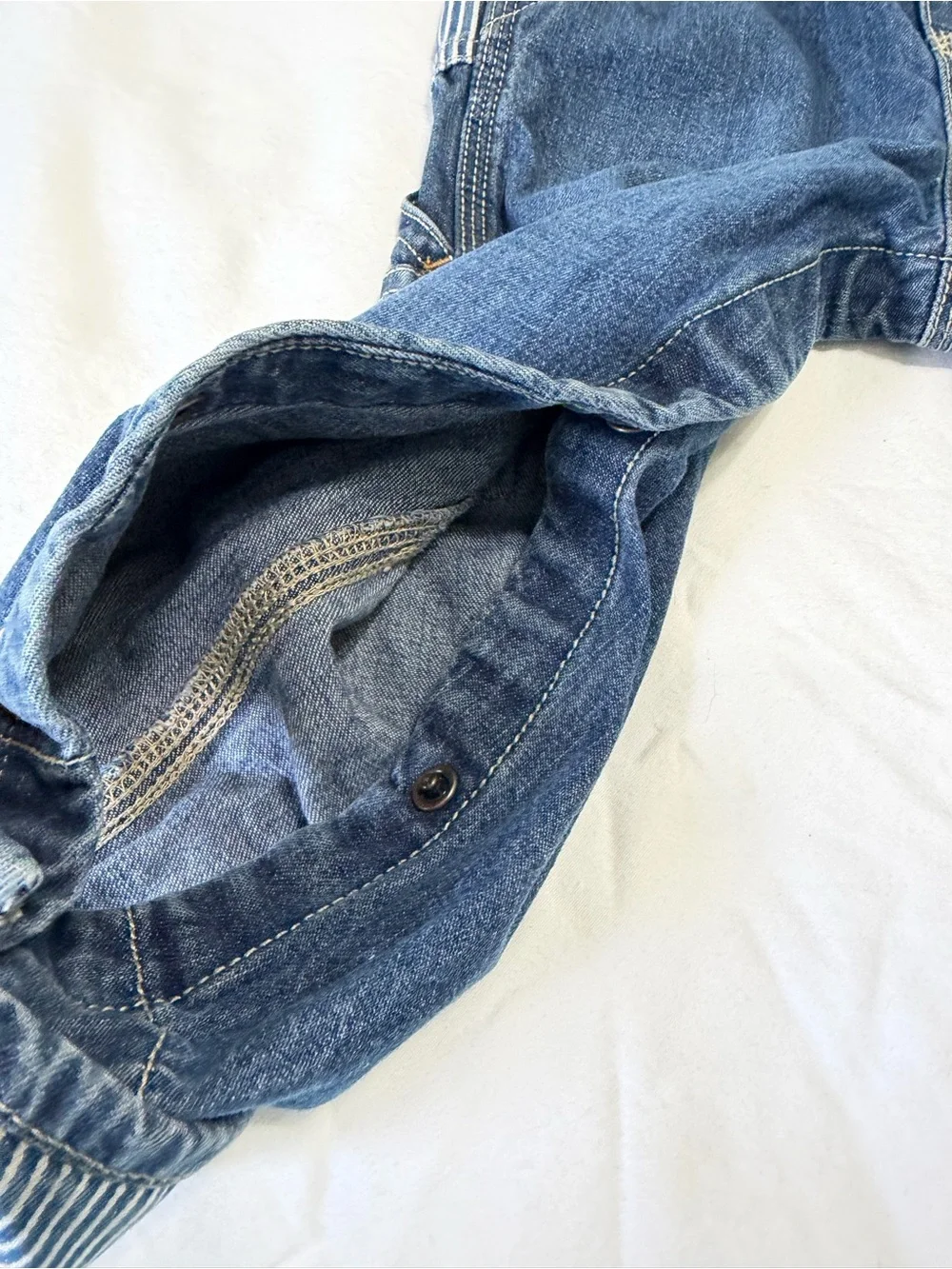OshKosh B’gosh Toddler 24 Months Hickory Stripe Denim Overalls railroad